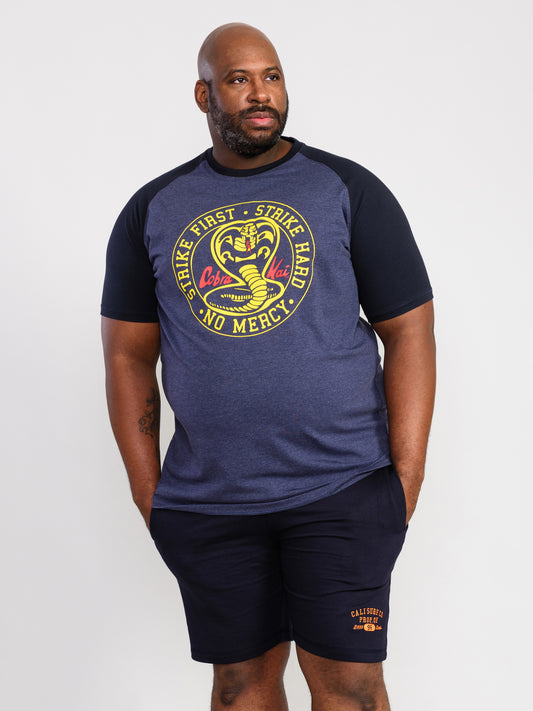 STEEPLE -D555 Denim Marl/Navy Blue Official Licensed Cobra Kai Printed T-Shirt