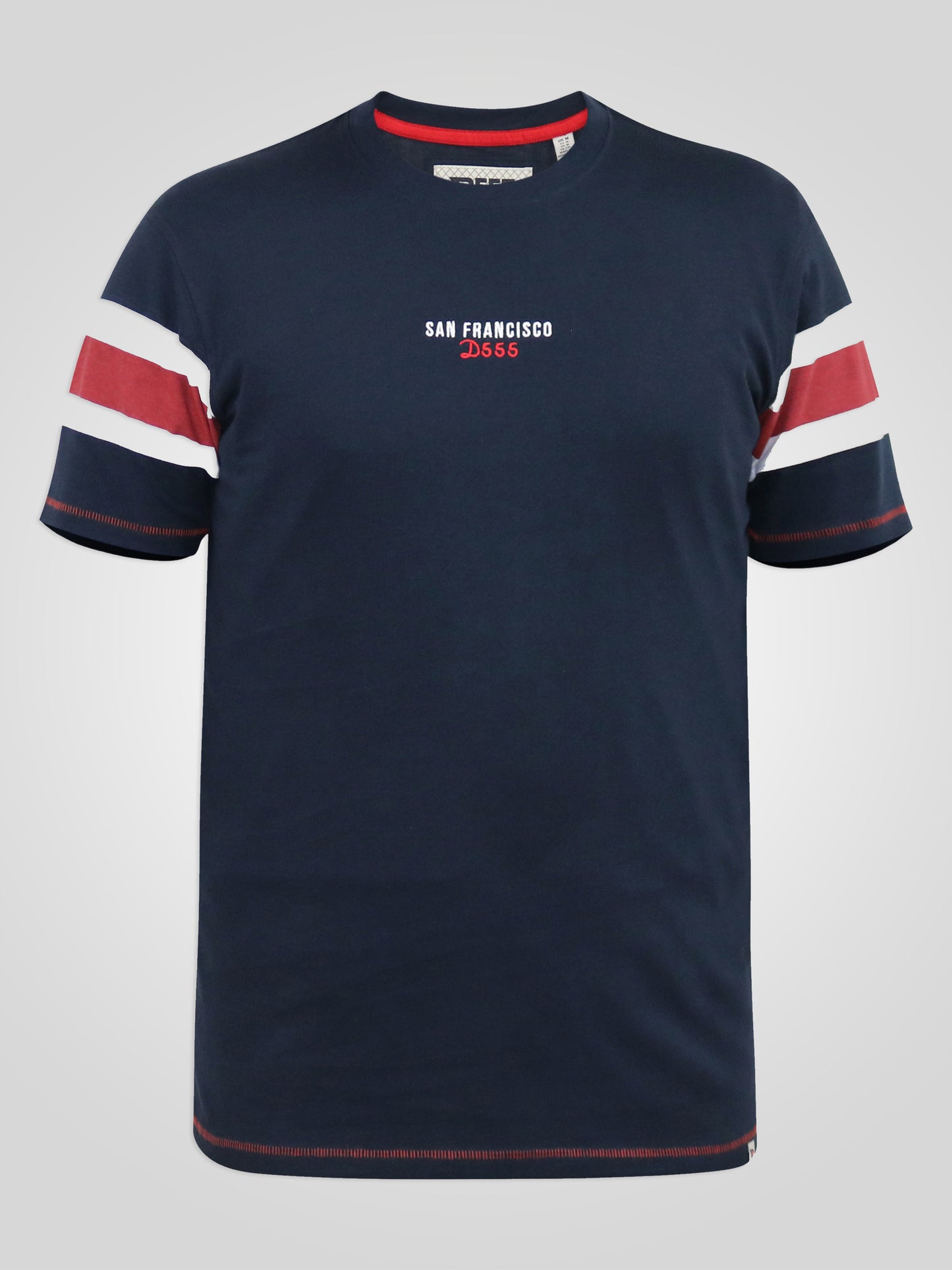 HITCHIN -D555 Navy Blue San Francisco Chest Embroidery Crew Neck T-Shirt