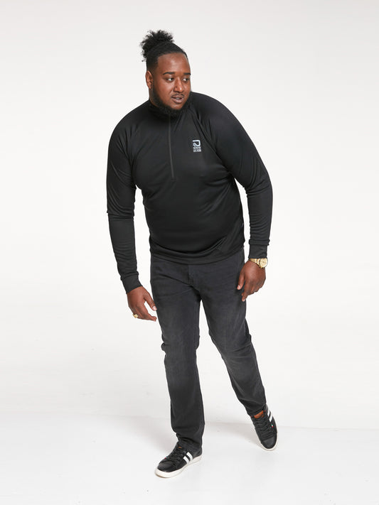 WHITWELL -D555 Black Dry Wear L/S Polyester Zip Up T-Shirt
