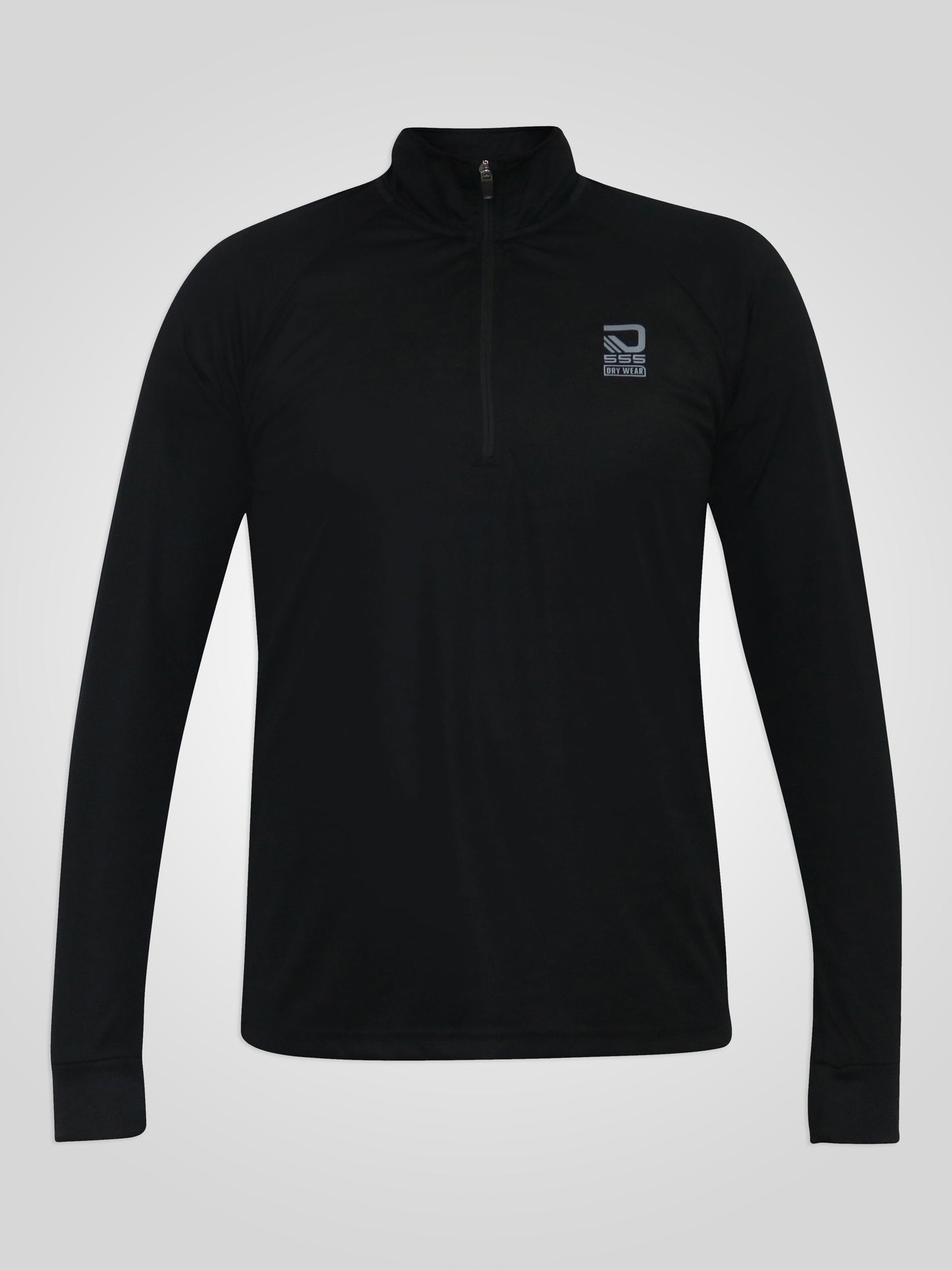 WHITWELL -D555 Black Dry Wear L/S Polyester Zip Up T-Shirt