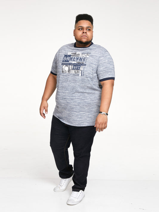 STANDFORD -D555 Blue Reno Brooklyn Print Chest T-Shirt