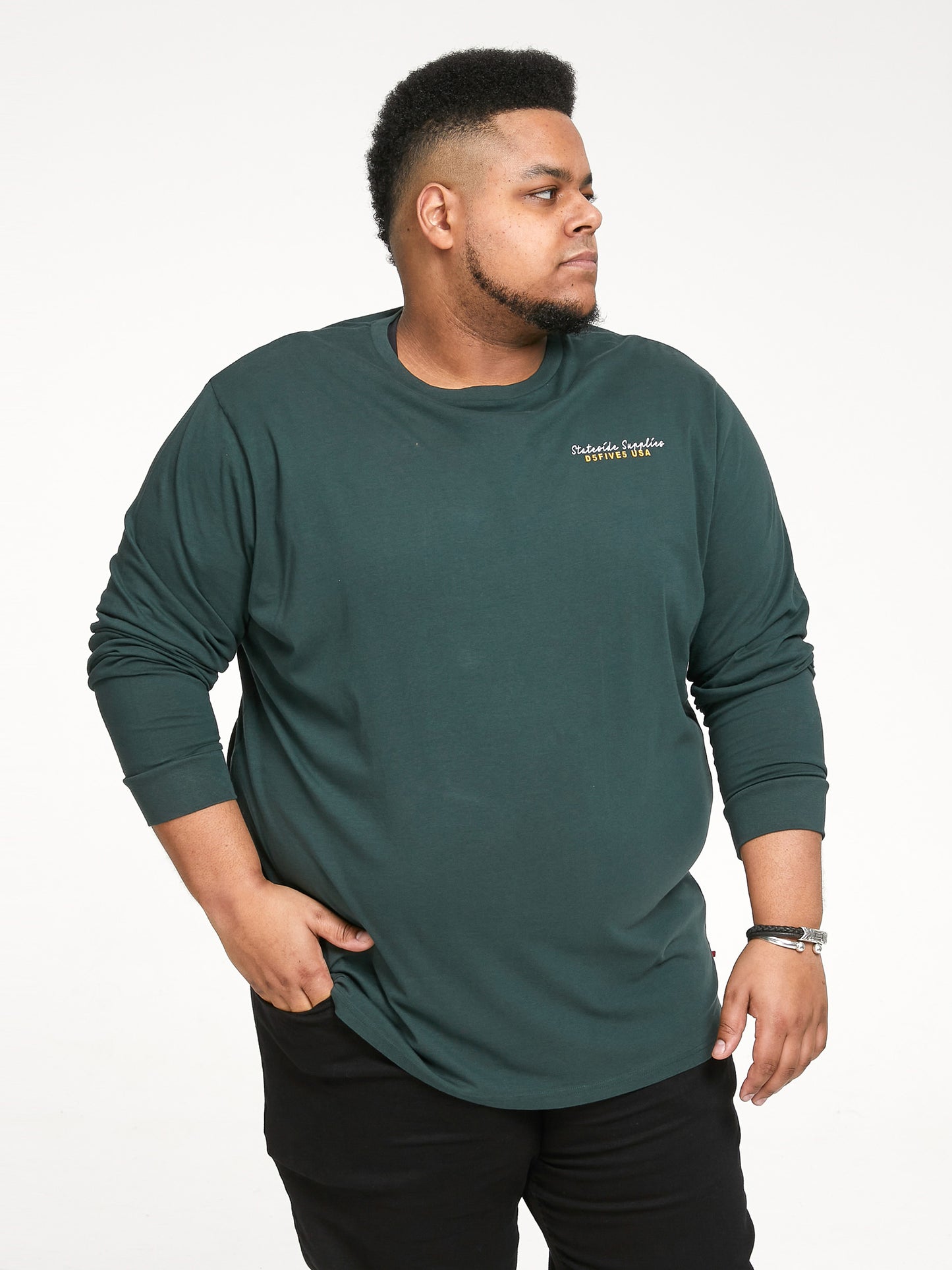 LINCOLN -D555 Green L/S Front and Back Printed T-Shirt