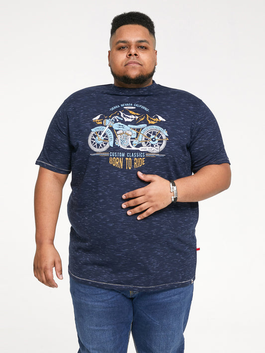 JOSIAH -D555 Navy Reno Motorbike Printed T-Shirt