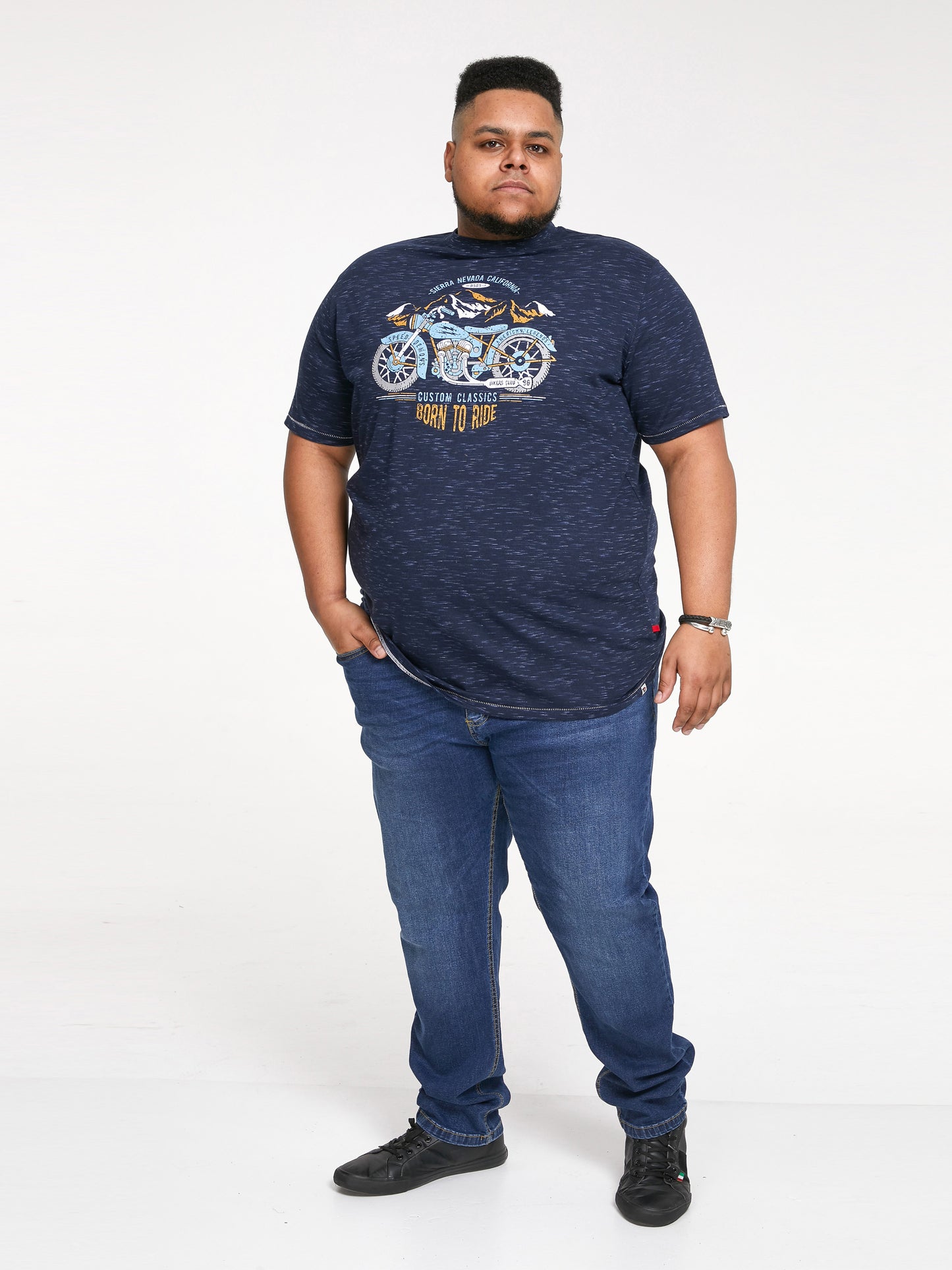 JOSIAH -D555 Navy Reno Motorbike Printed T-Shirt
