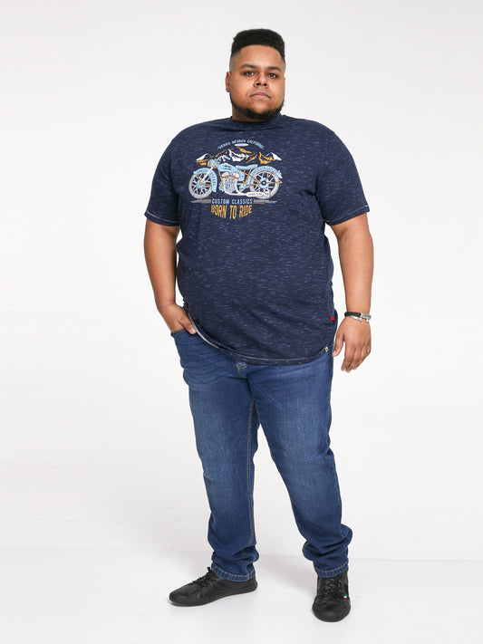 JOSIAH -D555 Navy Reno Motorbike Printed T-Shirt