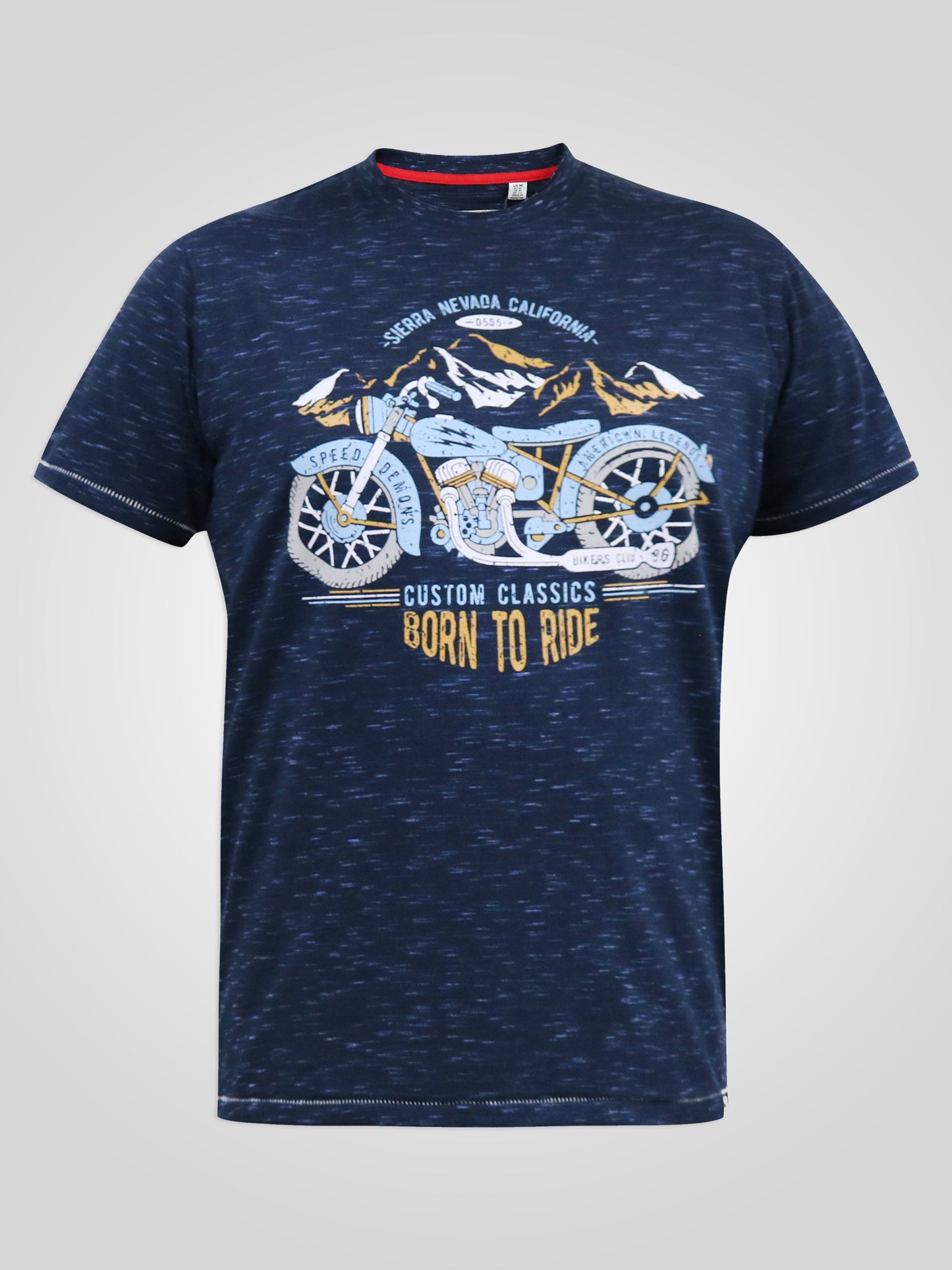 JOSIAH -D555 Navy Reno Motorbike Printed T-Shirt