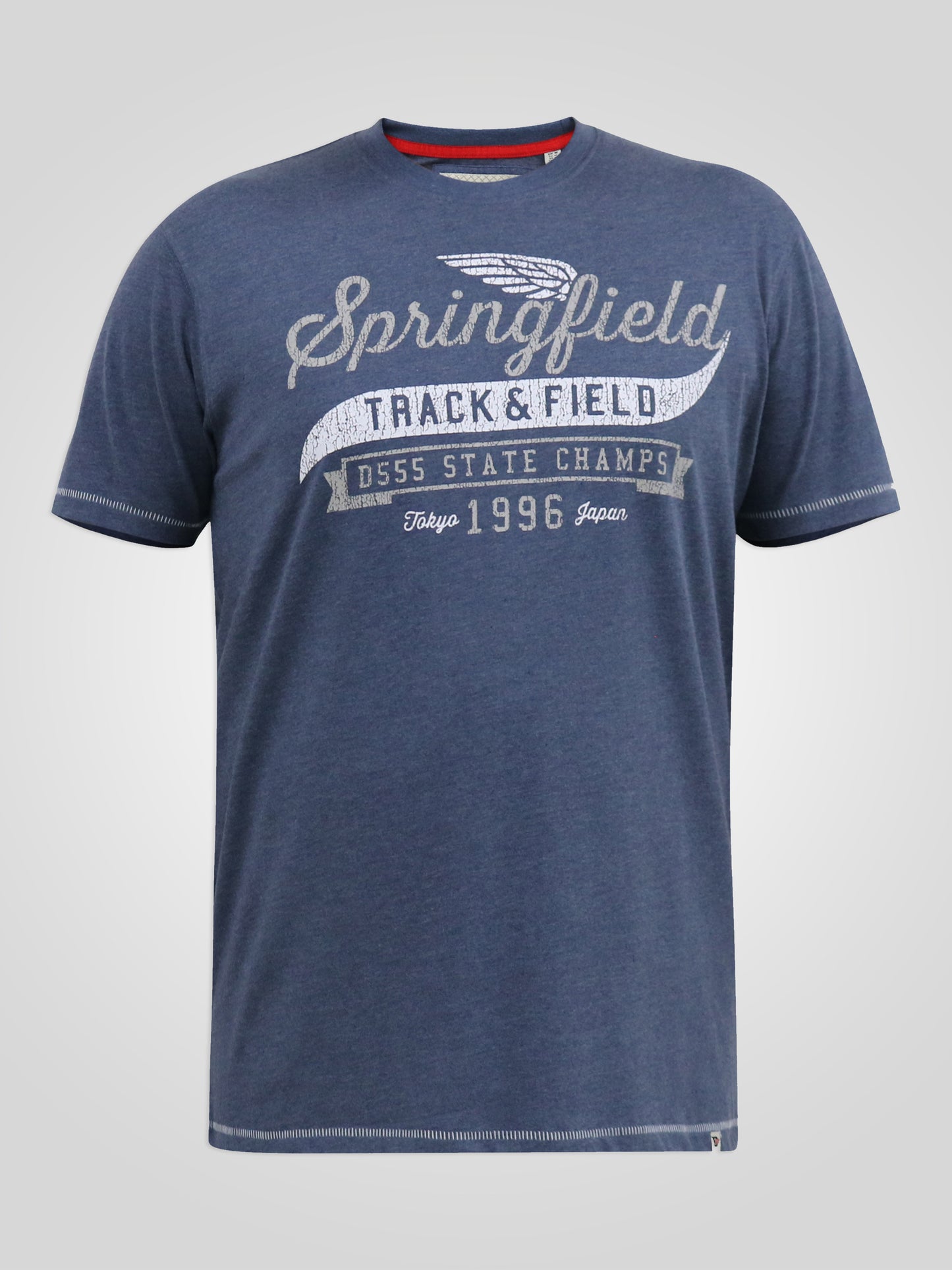 AXEL -D555 Denim Blue Marl Springfield Track& Field Printed T-Shirt