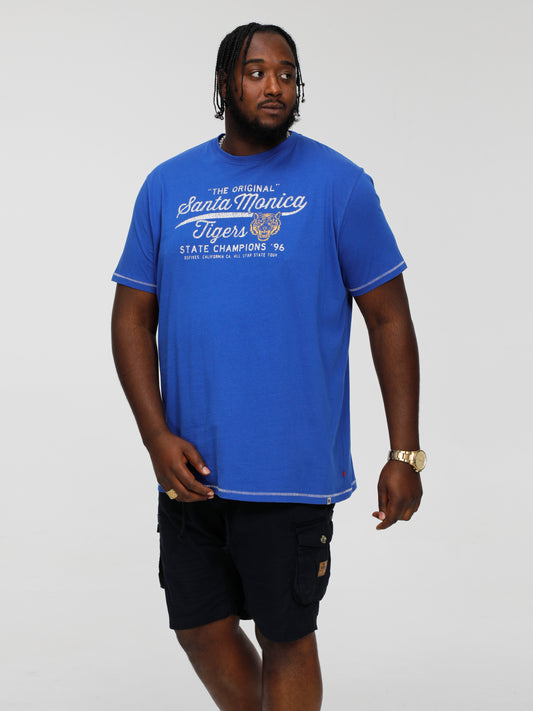 JAMAL -D555 Royal Blue Santa Monica Tigers Printed Crew Neck T-Shirt