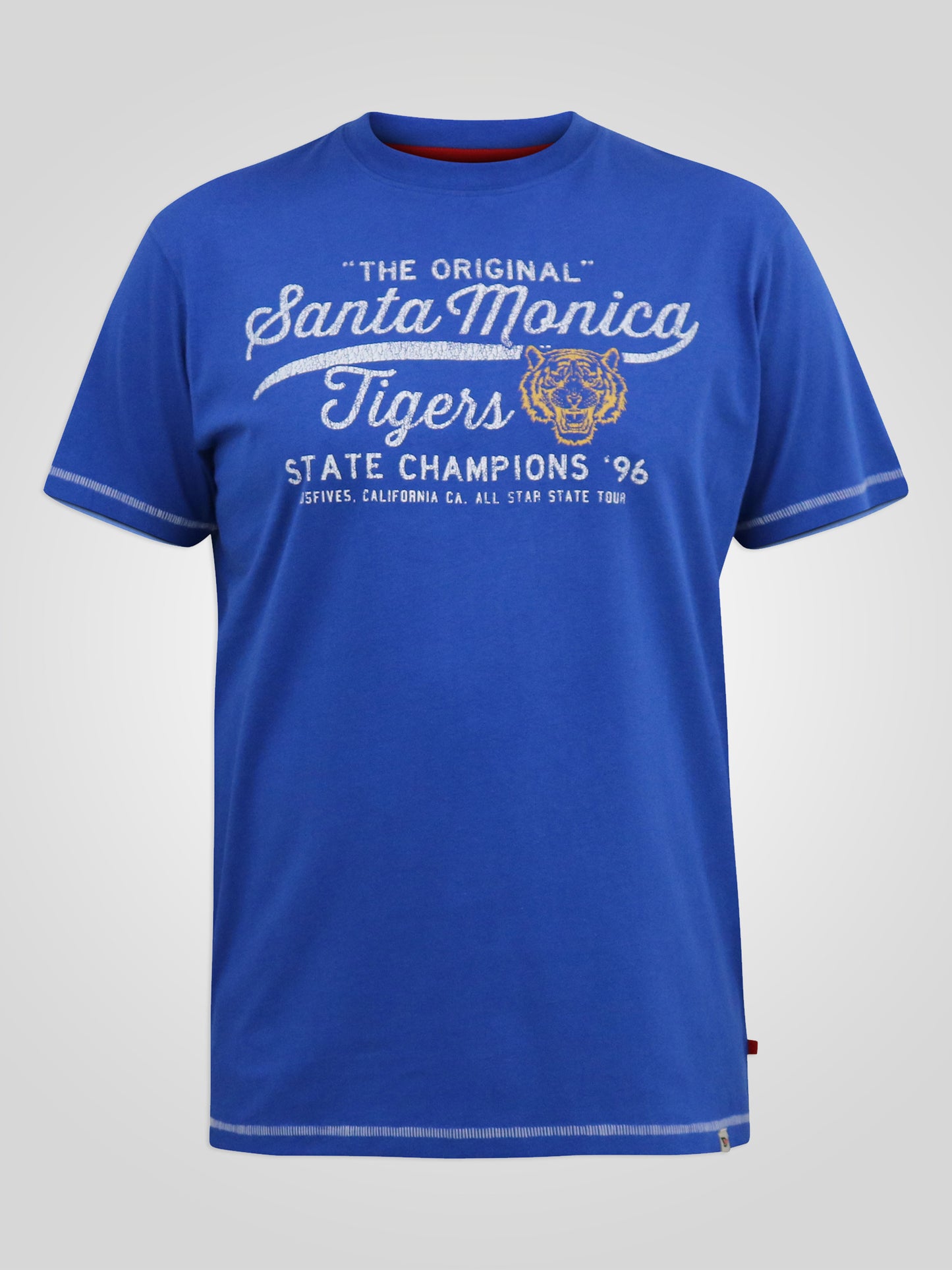 JAMAL -D555 Royal Blue Santa Monica Tigers Printed Crew Neck T-Shirt