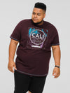 NOVA -D555 Plum Cali Surf Printed Crew Neck T-Shirt