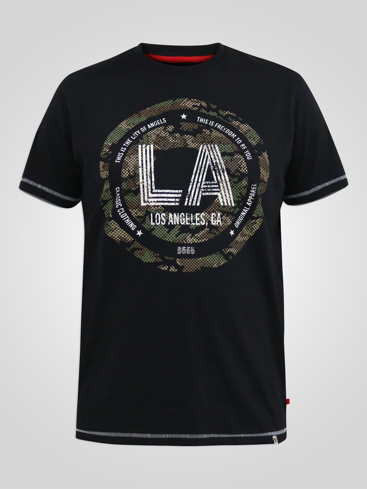 BENNY -D555 Black La Camo Printed Crew Neck T-Shirt