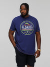CADMAN -D555 Royal Blue/White Florida Surf Club Printed Crew Neck T-Shirt