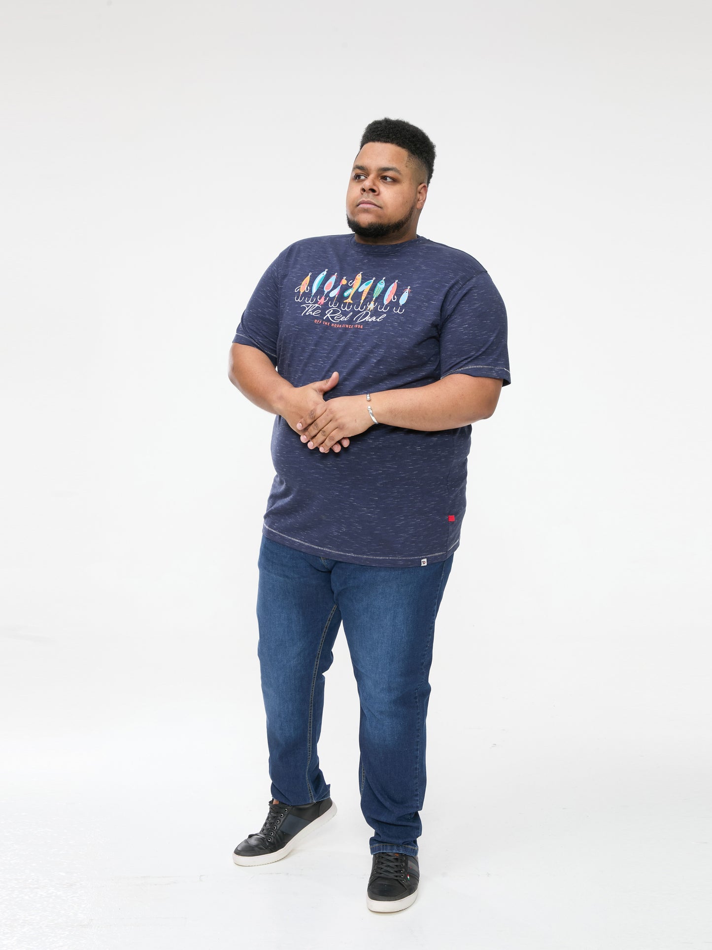 CROPWELL -D555 Navy Reno Fishing Tackle Printed Crew Neck T-Shirt