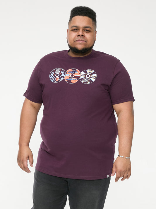 GIBBS -D555 Plum Vintage Cd'S Printed Crew Neck T-Shirt