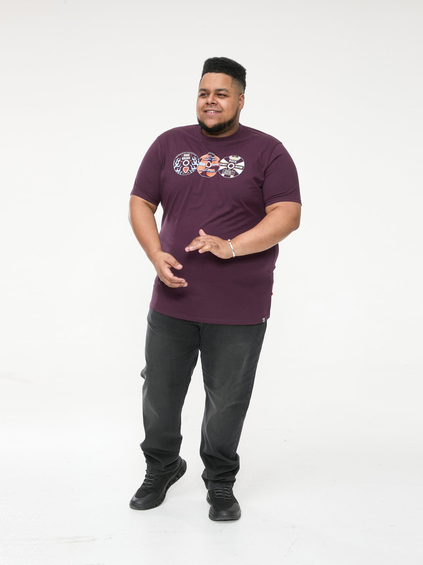 GIBBS -D555 Plum Vintage Cd'S Printed Crew Neck T-Shirt
