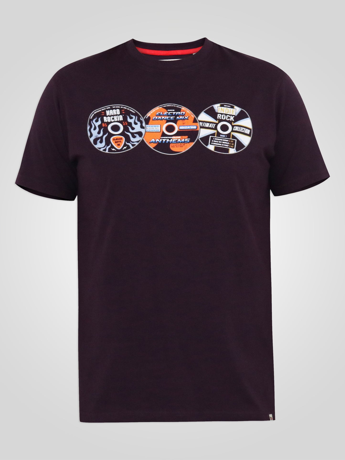 GIBBS -D555 Plum Vintage Cd'S Printed Crew Neck T-Shirt