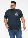 GRAHAM -D555 Navy Blue Yosemite Chest and Back Printed Crew Neck T-Shirt
