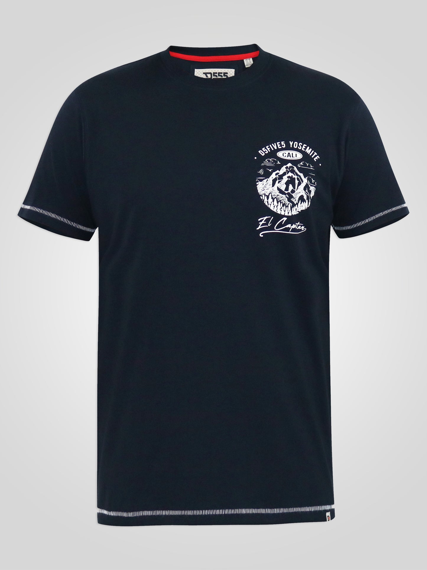 GRAHAM -D555 Navy Blue Yosemite Chest and Back Printed Crew Neck T-Shirt