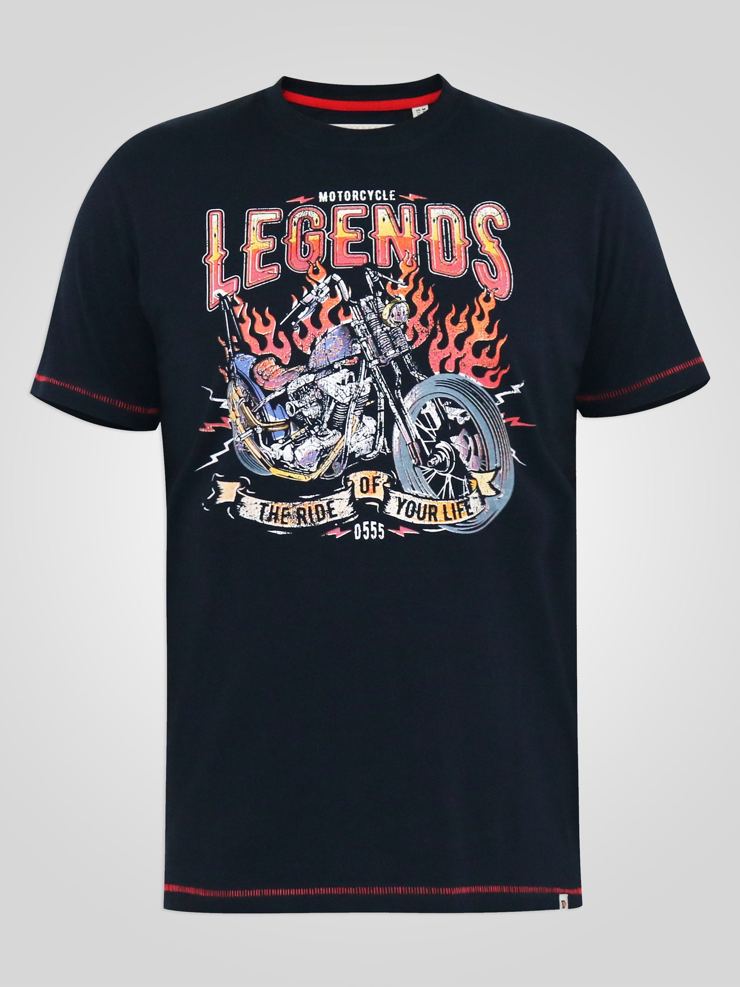 JAGGER -D555 Navy Blue Legends Motor Bike Printed Crew Neck T-Shirt