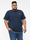 SANDFORD 1 -D555 Navy Blue Double Layer Look Waffle Textured T-Shirt