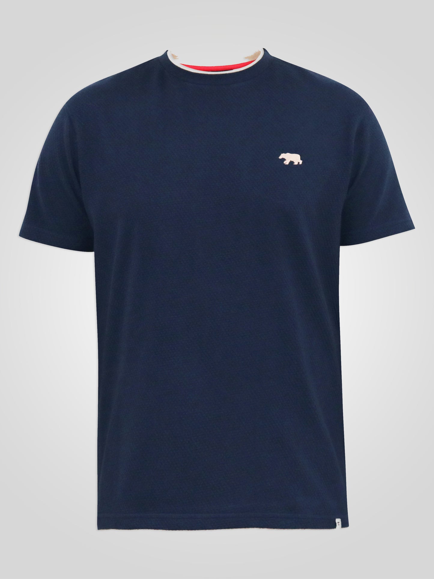 SANDFORD 1 -D555 Navy Blue Double Layer Look Waffle Textured T-Shirt