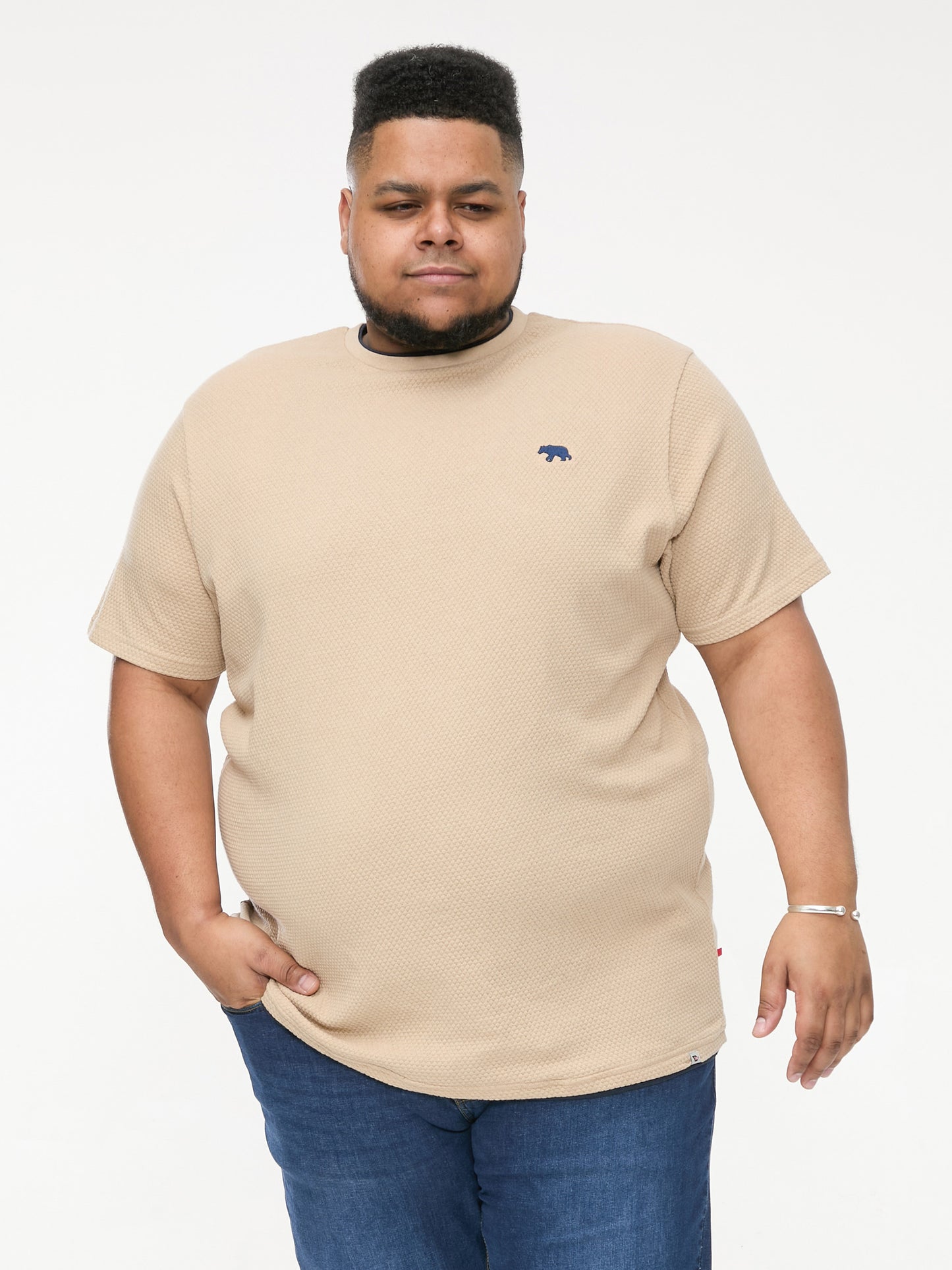 SANDFORD 2 -D555 Stone Double Layer Look Waffle Textured T-Shirt