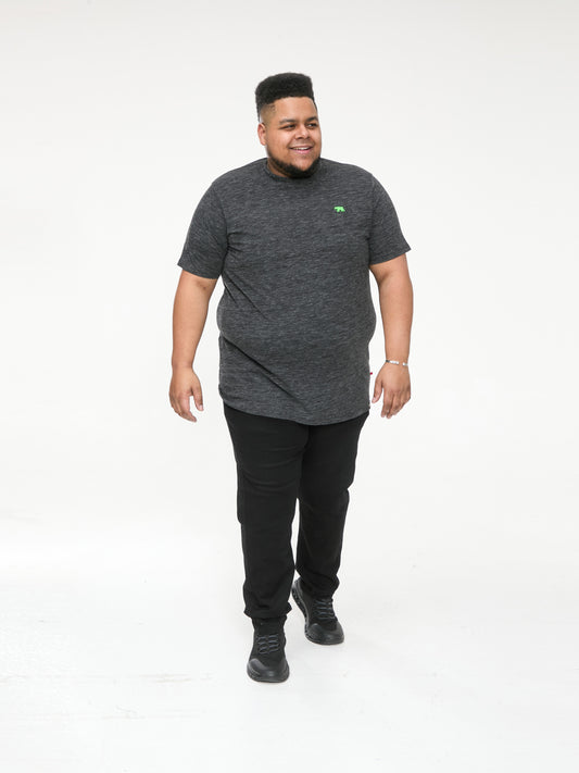 ORSTON 1 -D555 Black Reno Fabric Crew Neck T-Shirt with Chest Embroidery