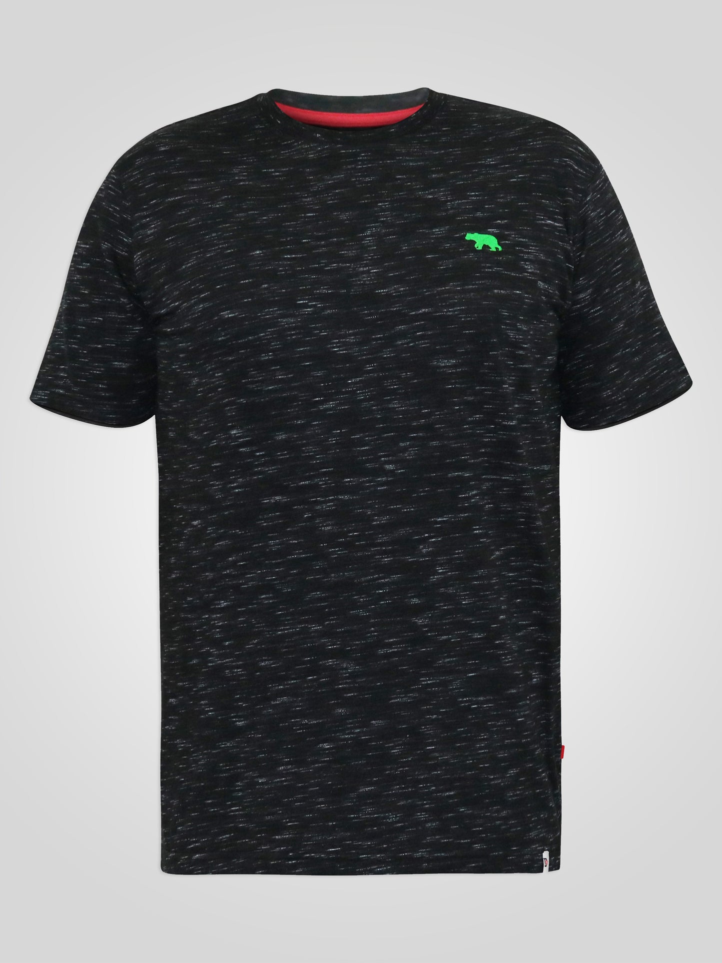 ORSTON 1 -D555 Black Reno Fabric Crew Neck T-Shirt with Chest Embroidery