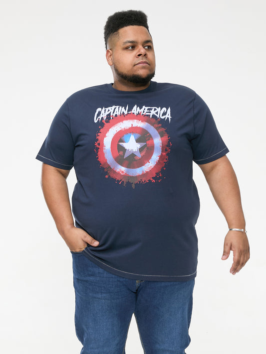 ROGERS -D555 Dark Navy Blue Official Licensed Captain America Printed T-Shirt