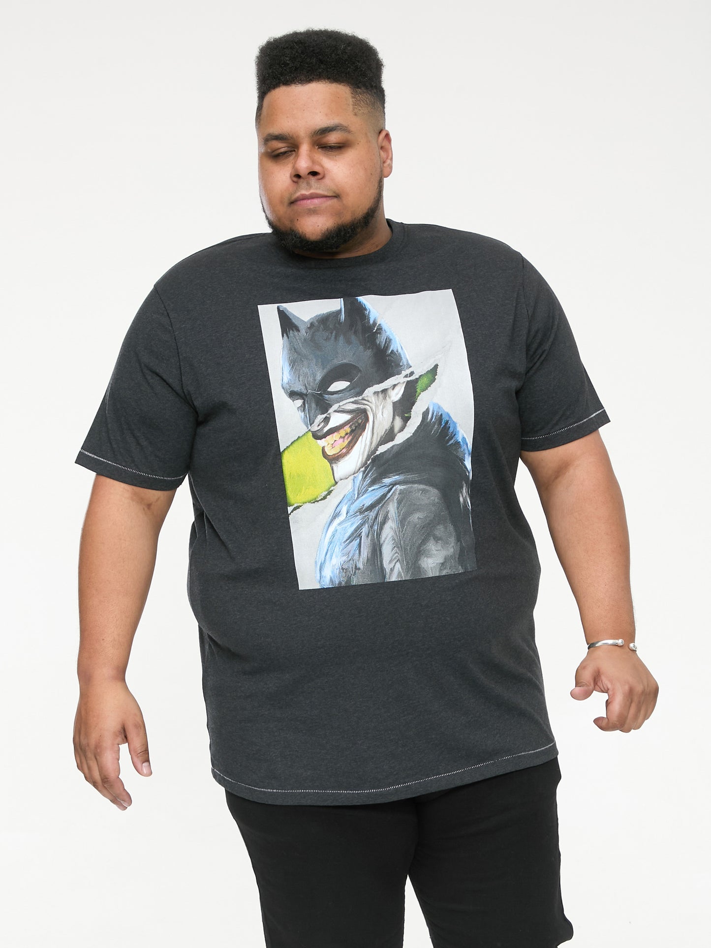MARTIN -D555 Washed Black Official Licensed Batman Printed T-Shirt