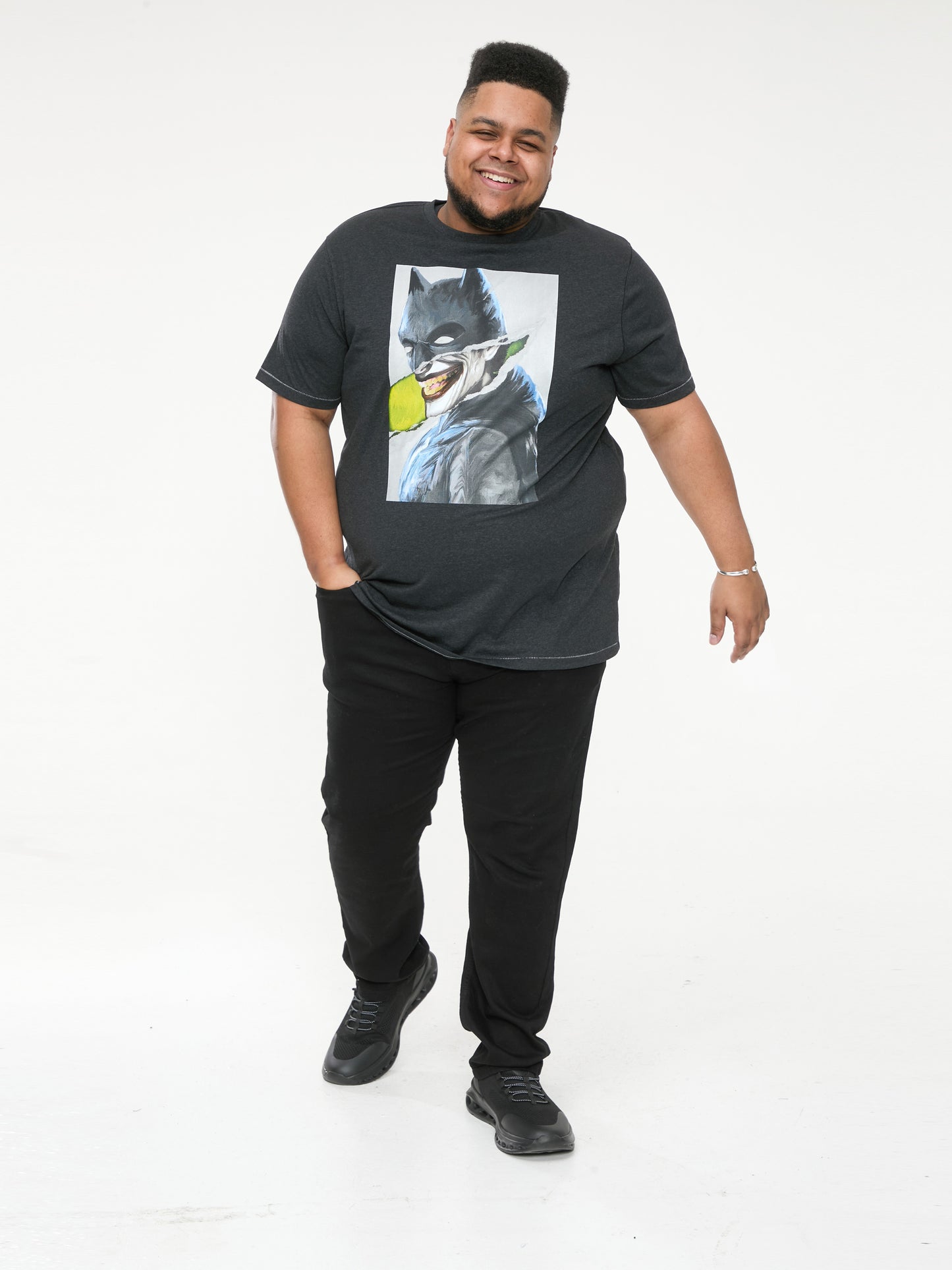 MARTIN -D555 Washed Black Official Licensed Batman Printed T-Shirt