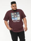 DIVISION -D555 Burgundy Black Twist Official Licensed Pink Floyd Printed T-Shirt