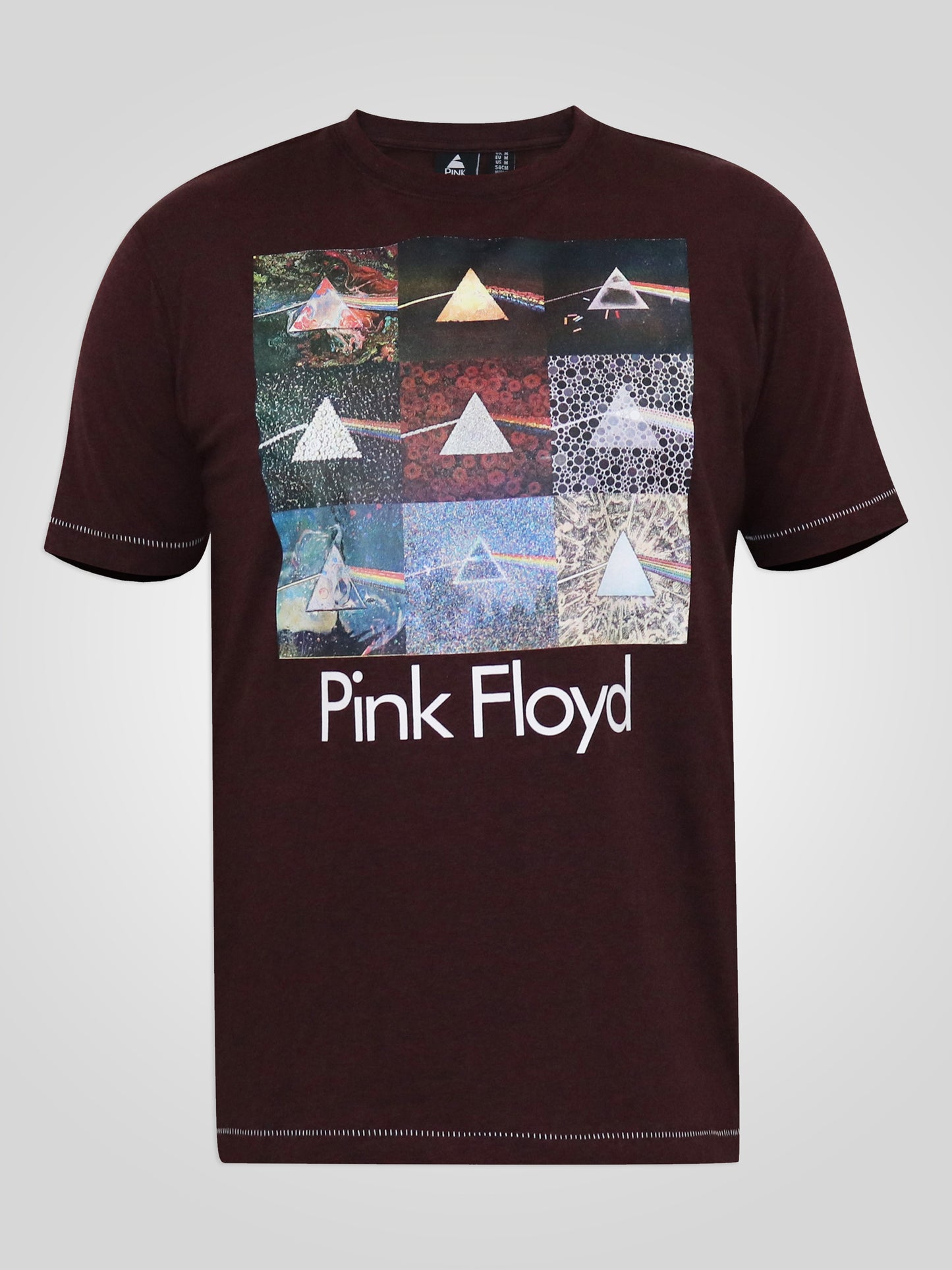 DIVISION -D555 Burgundy Black Twist Official Licensed Pink Floyd Printed T-Shirt