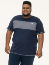 SWANSEA -D555 Navy Blue Cut and Sew Crew Neck T-Shirt