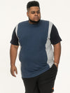 NEATH -D555 Denim Blue Cut and Sew Crew Neck T-Shirt