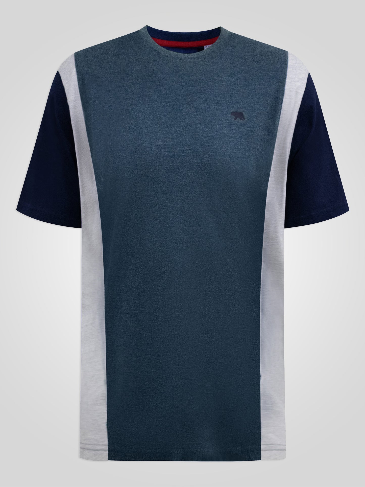 NEATH -D555 Denim Blue Cut and Sew Crew Neck T-Shirt