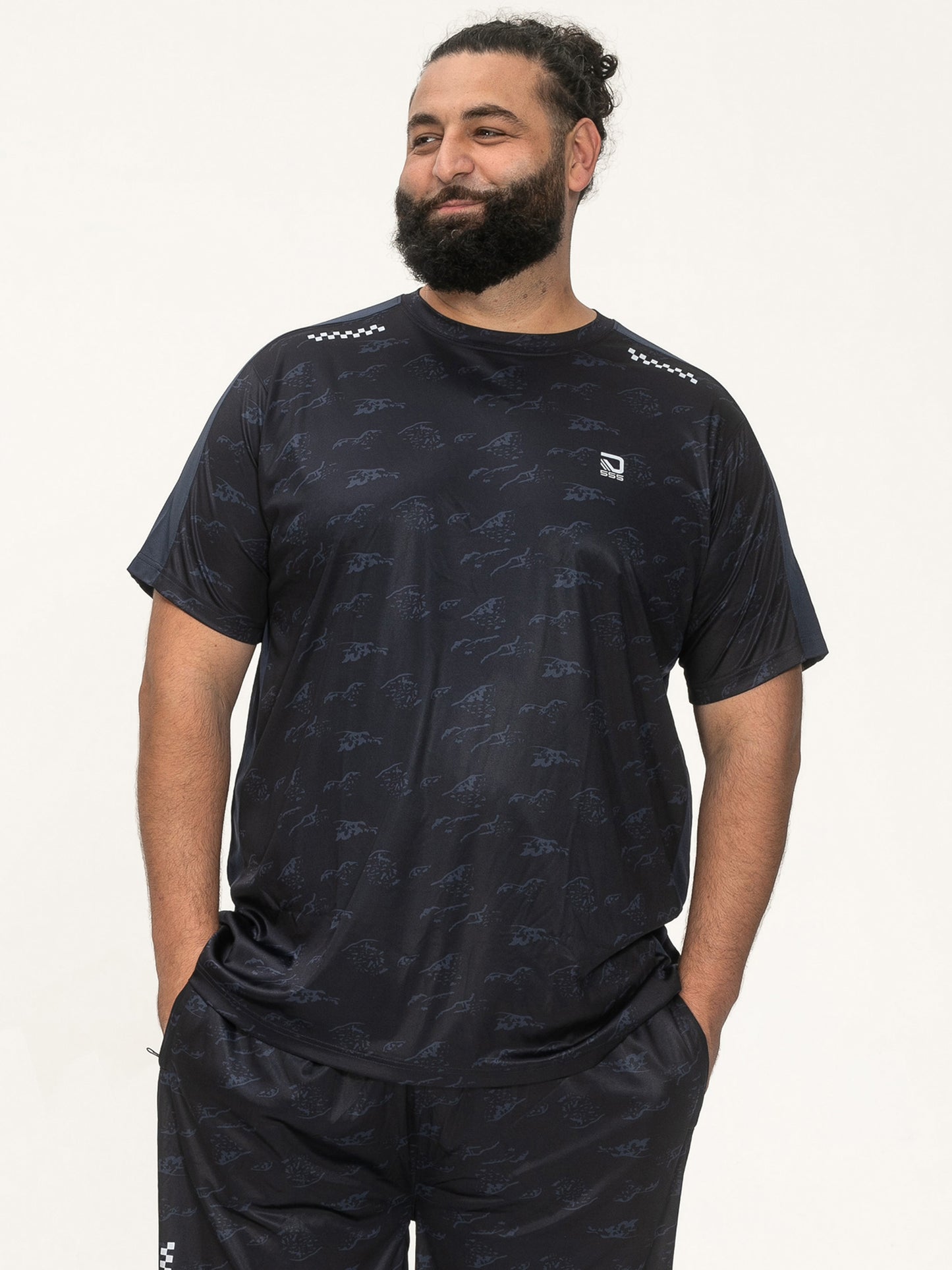 SOLIHULL -D555 Navy Blue Dry Wear Light Weight Poly Stretch Crew Neck T-Shirt