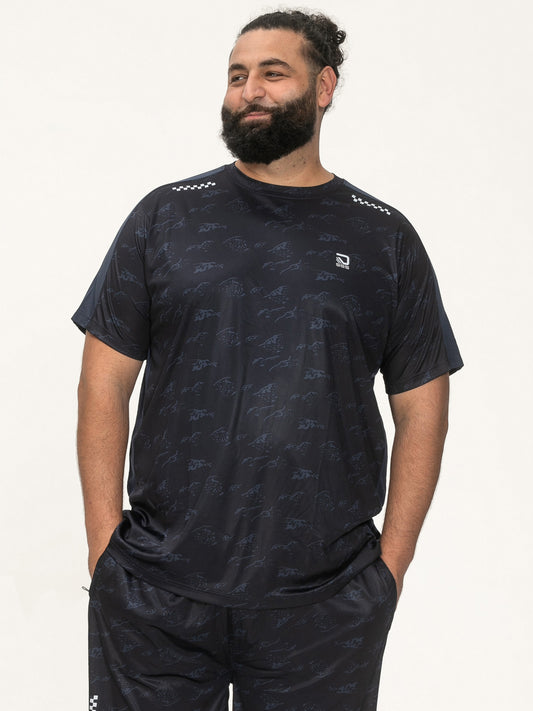 SOLIHULL -D555 Navy Blue Dry Wear Light Weight Poly Stretch Crew Neck T-Shirt