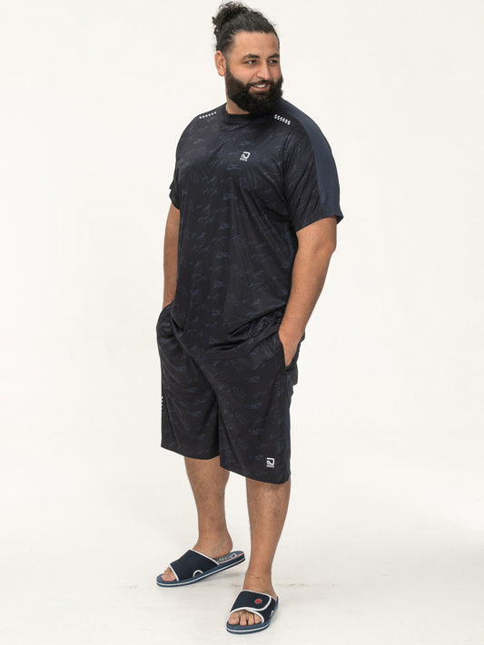 SOLIHULL -D555 Navy Blue Dry Wear Light Weight Poly Stretch Crew Neck T-Shirt