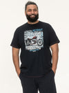 KNOWLE -D555 Navy Blue Detroit Motor Bike Printed Crew Neck T-Shirt