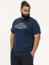 CHELTENHAM -D555 French Navy Blue Record with Reflection Print Crew Neck T-Shirt