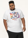 SYDNEY -D555 White Multi Coloured Bondi Beach Printed Crew Neck T-Shirt