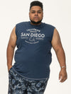 HAVANT -D555 French Navy Blue San Diego Printed Sleeveless T-Shirt