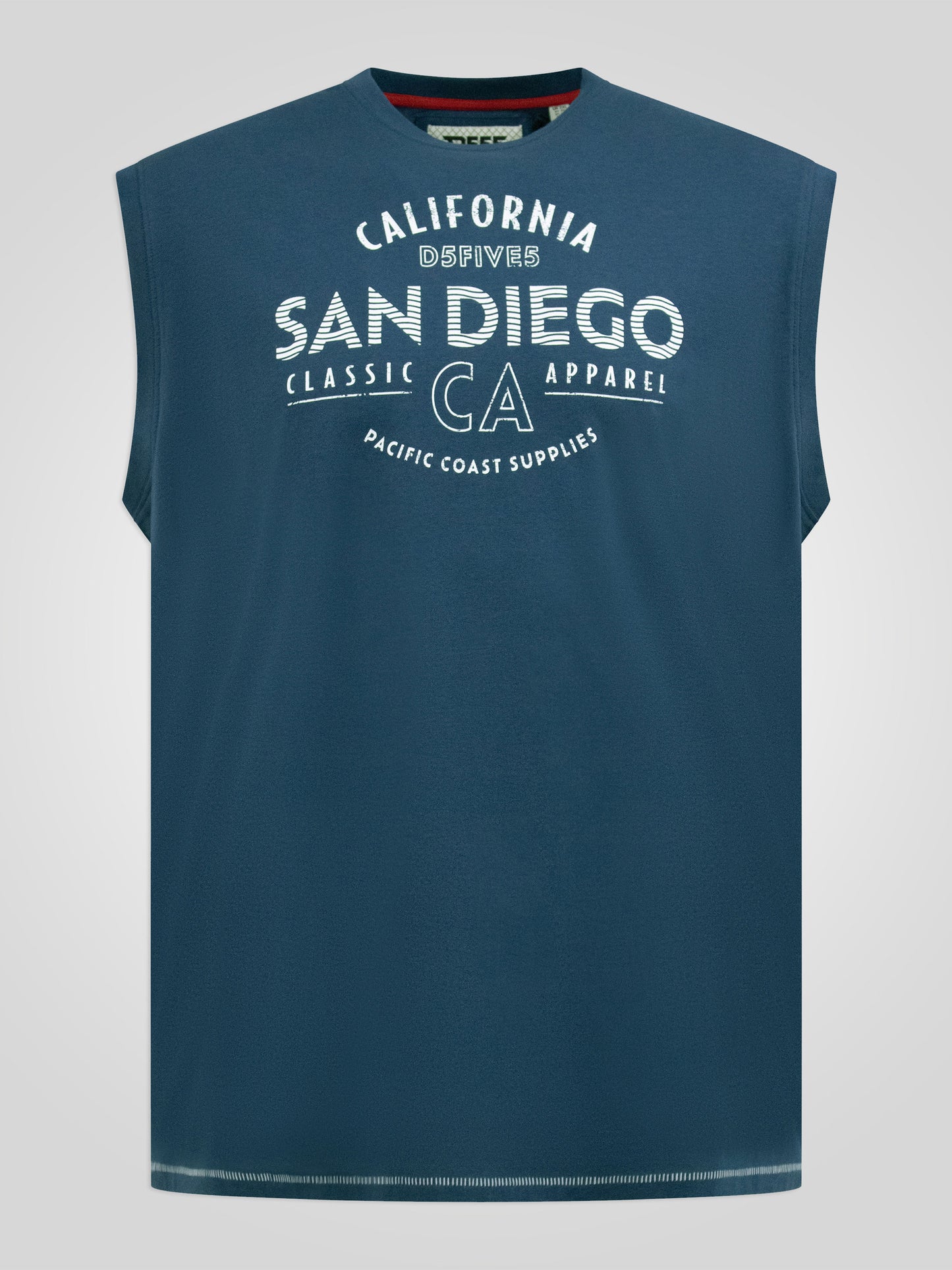HAVANT -D555 French Navy Blue San Diego Printed Sleeveless T-Shirt
