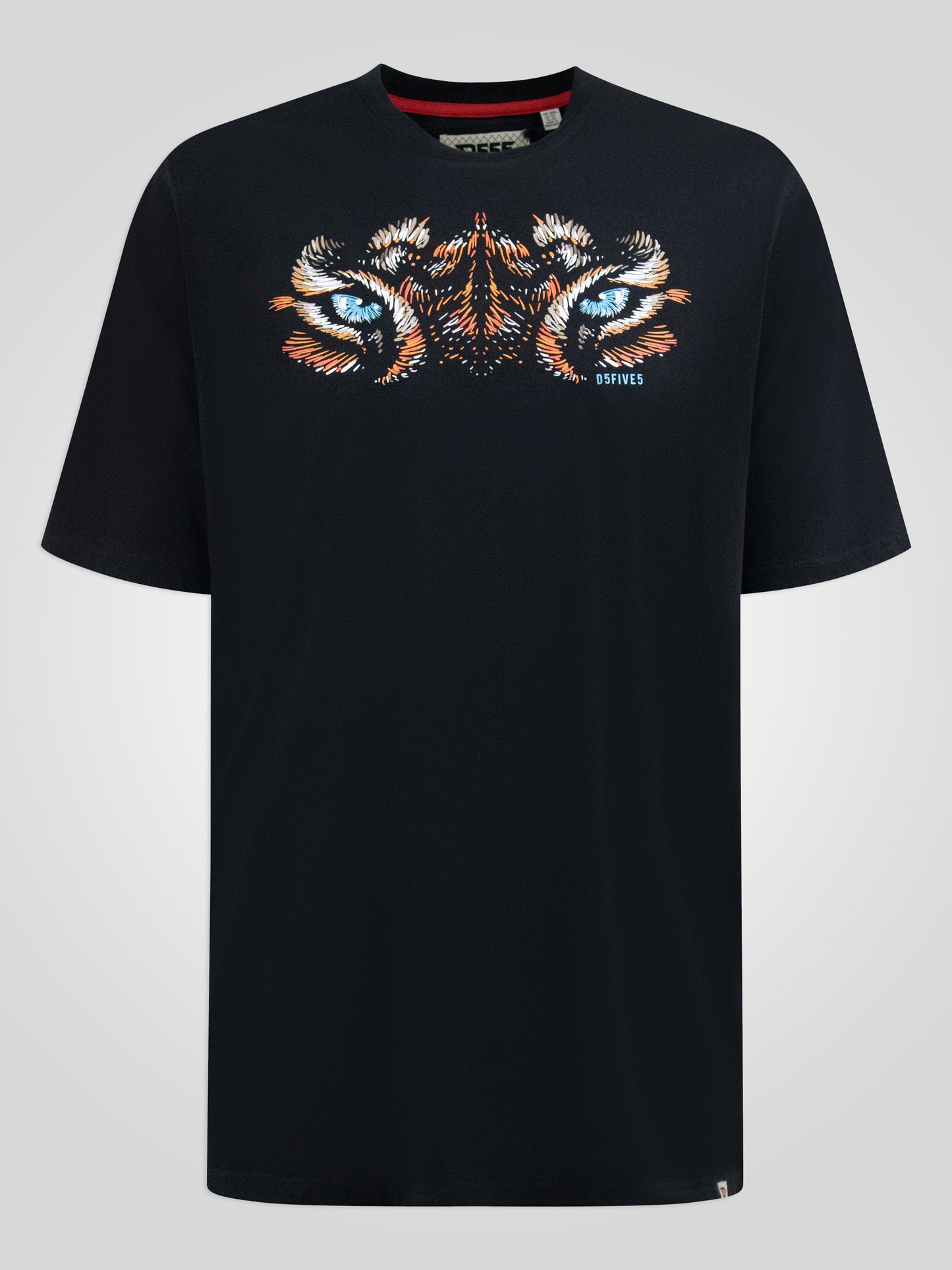 LEAMINGTON -D555 Black Tiger Eyes Printed Crew Neck T-Shirt