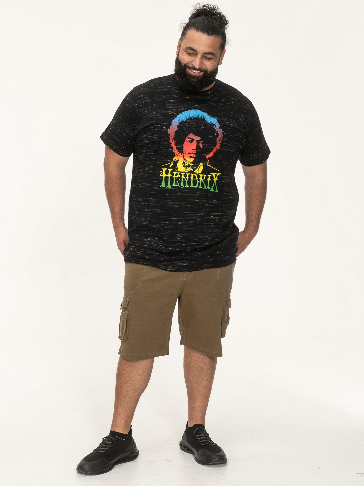 HENDRIX -D555 Black Reno Official Licensed Jimi Hendrix Print Crew Neck T-Shirt