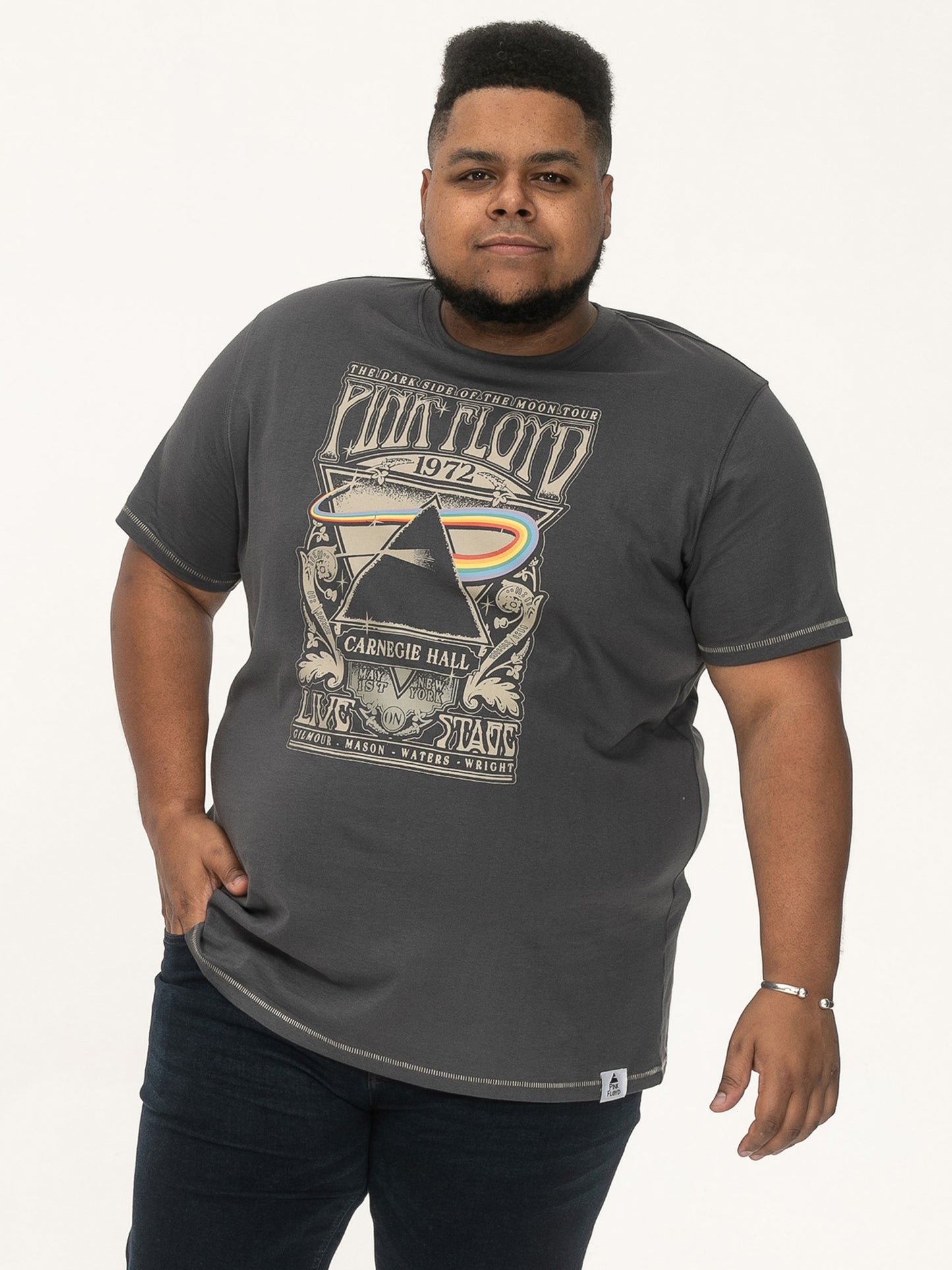 HANLEY -D555 Dark Grey Official Licensed Pink Floyd Crew Neck T-Shirt