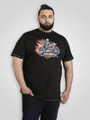 DEWSBURY -D555 Black Skeleton On Bike Printed Crew Neck T-Shirt