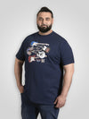 LIVERPOOL -D555 Navy Blue Rockin' World Tour Guitar Printed Crew Neck T-Shirt