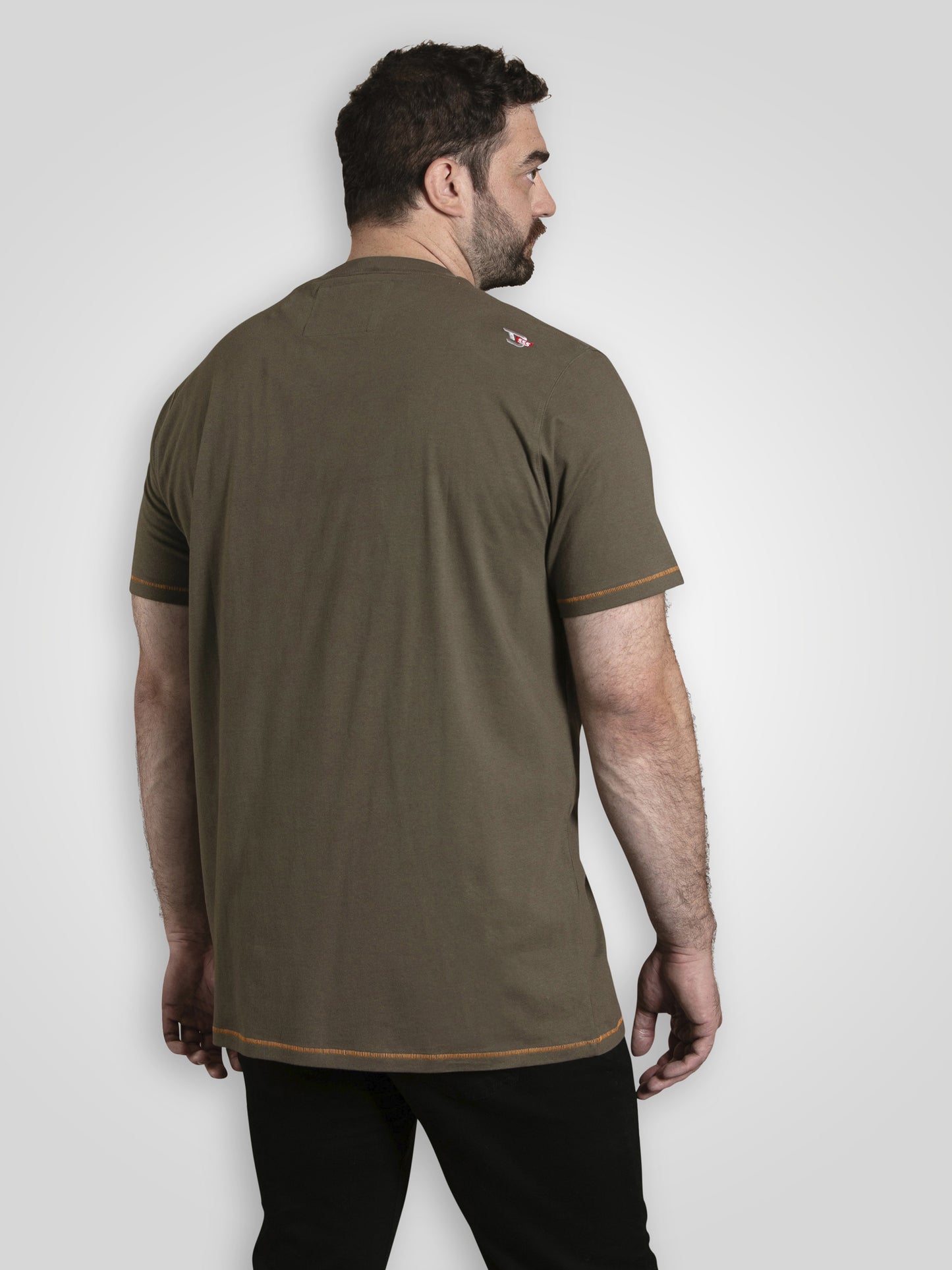 STOCKTON -D555 Khaki Green Gorilla Playing Drums Printed Crew Neck T-Shirt